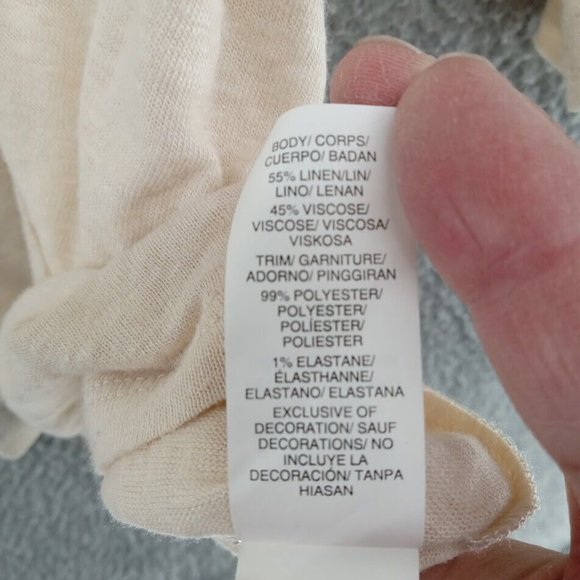 Lucky‎ Brand Sweater Womens 2X Cream Button Up Long Length Lightweight Linen - Picture 3 of 7